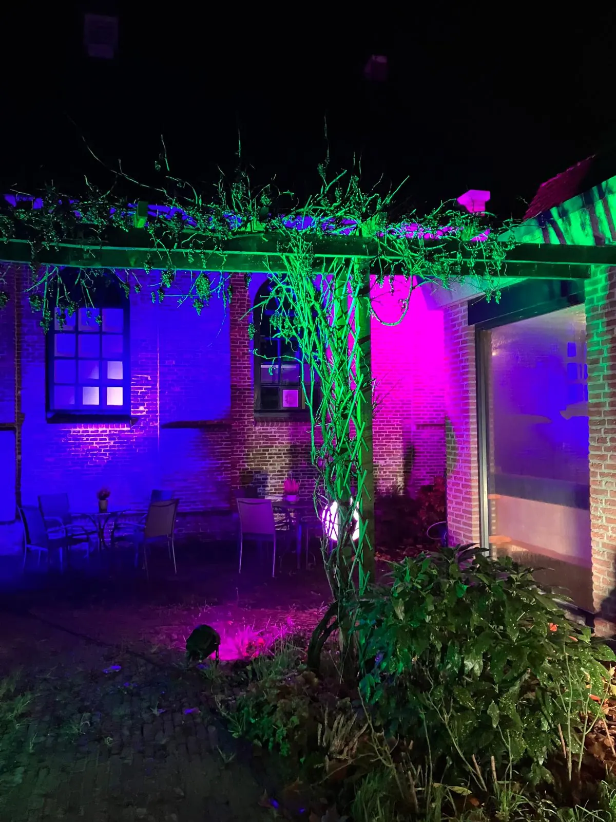 Illuminated garden at Museum Thijnhof