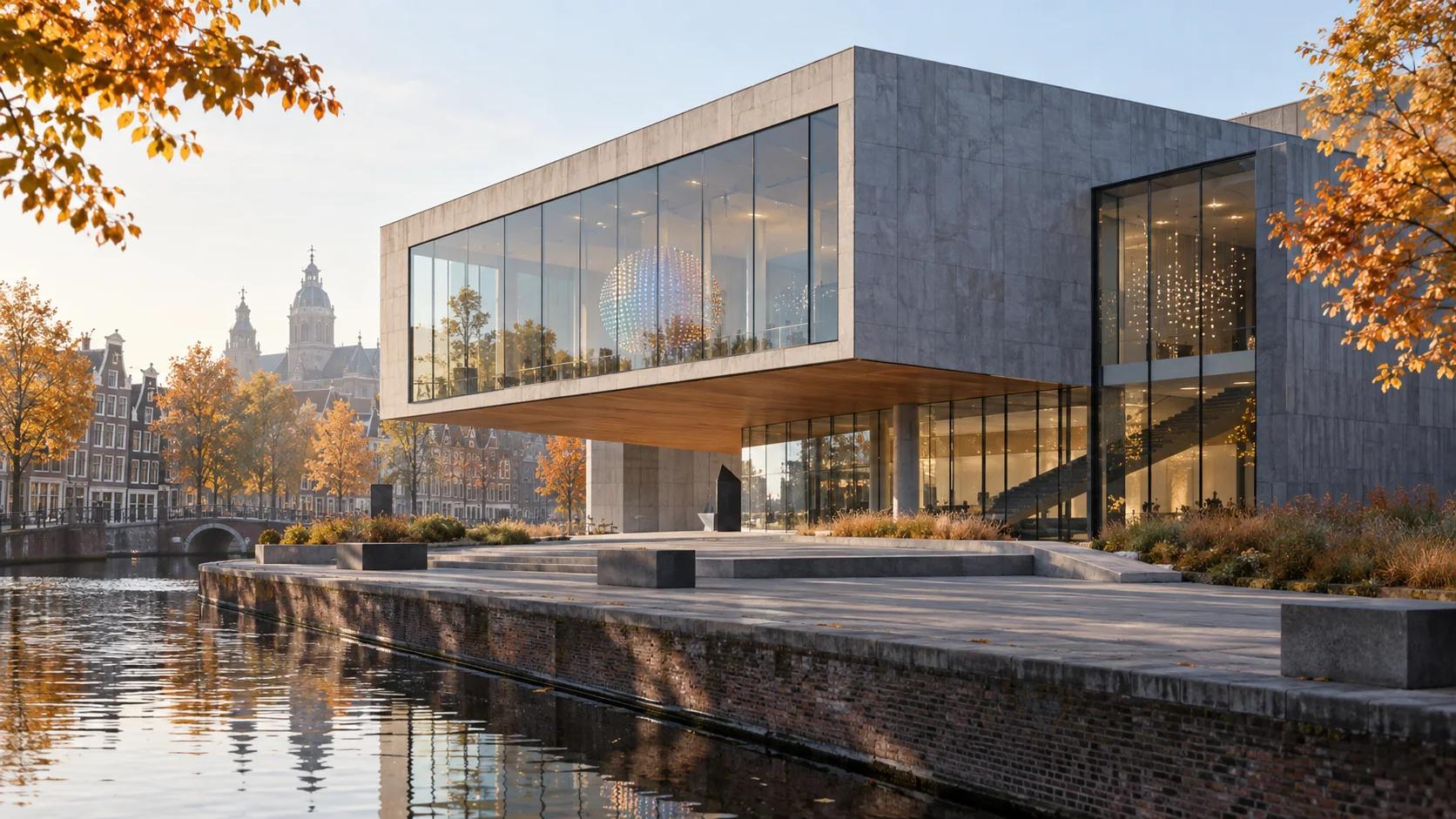 An imagined modern museum building; this is not Stedelijk Museum Breda.