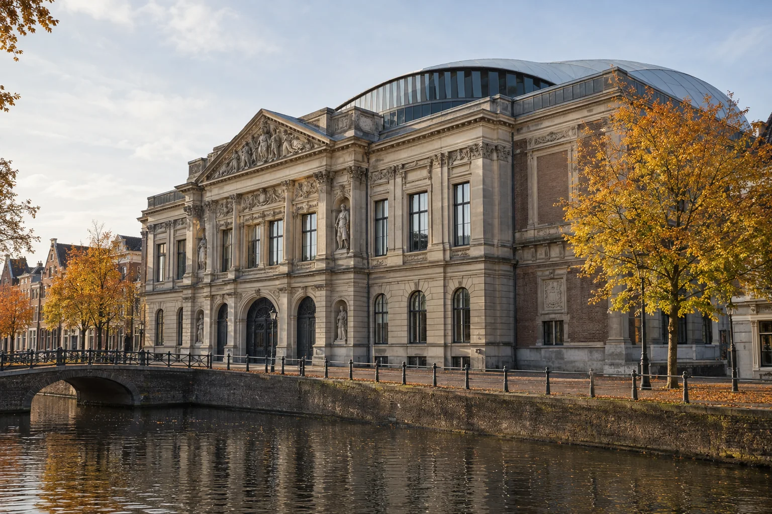 A fictional museum building in a Dutch city, not Museum de Fundatie in Zwolle.