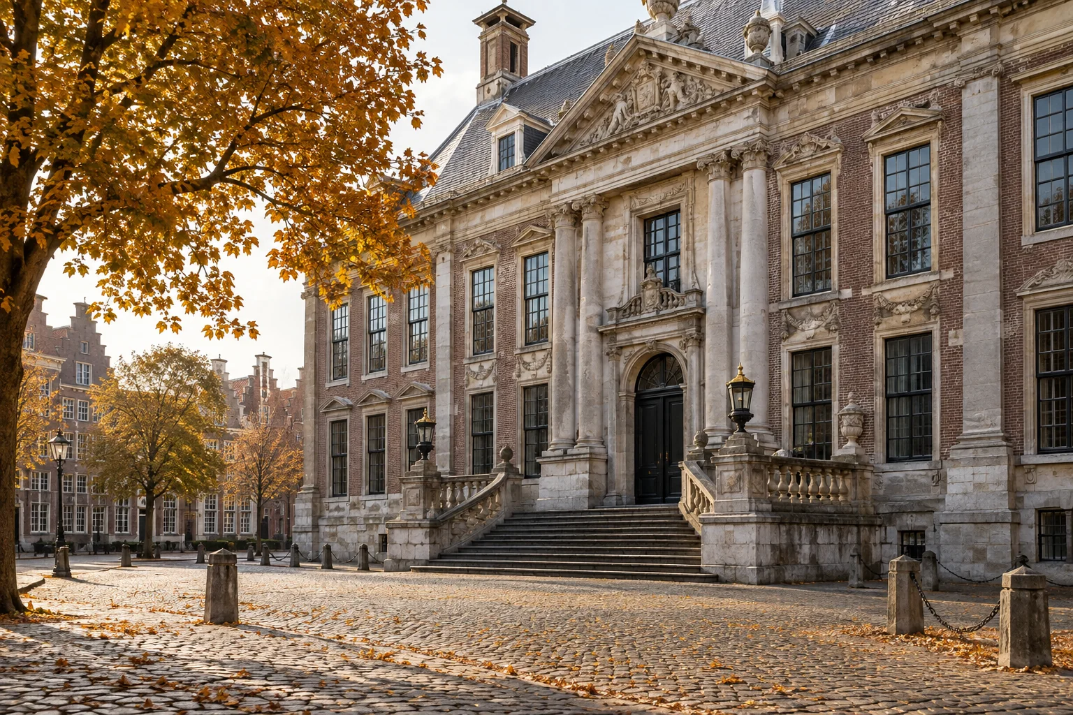 A fictional town palace on an old Dutch square, not Hof van Heeckeren.