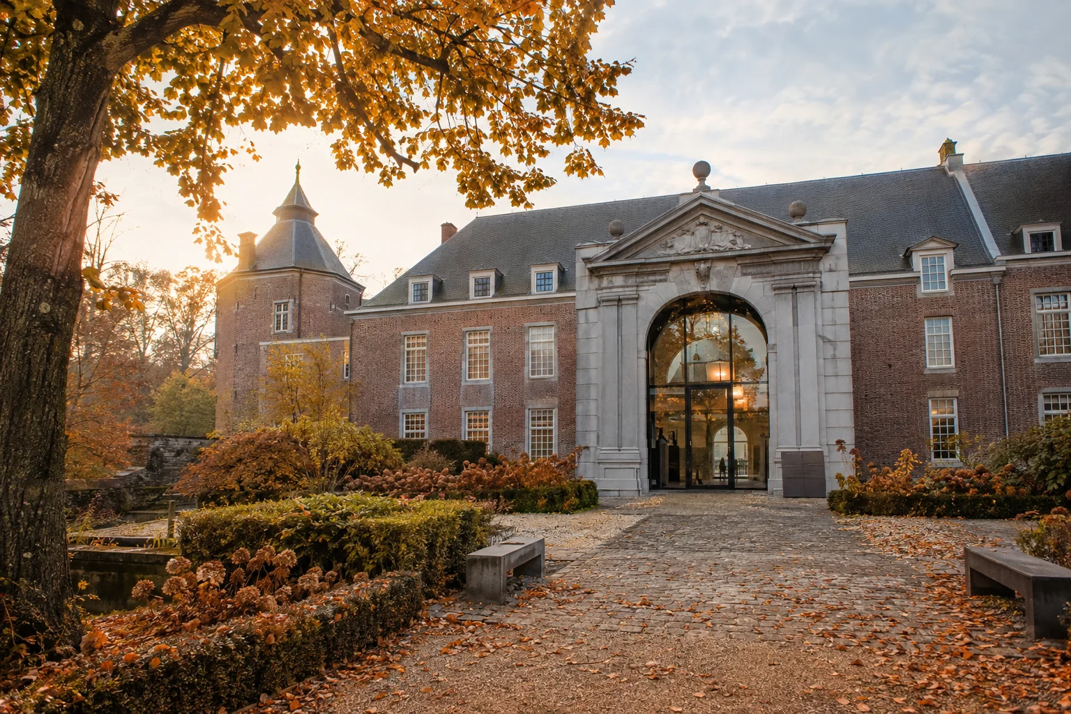 A fictional museum entrance in the south of the Netherlands; none of the museums named is depicted.
