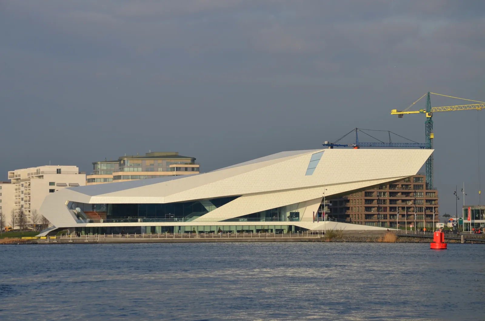 Eye Filmmuseum as a white building on the far bank of the IJ.