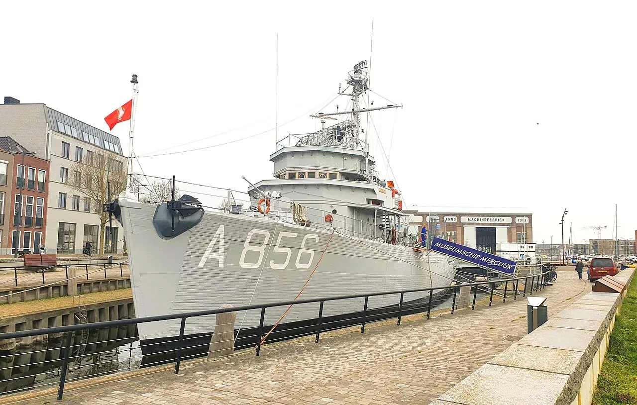 Museum ship Mercuur moored in Vlissingen.