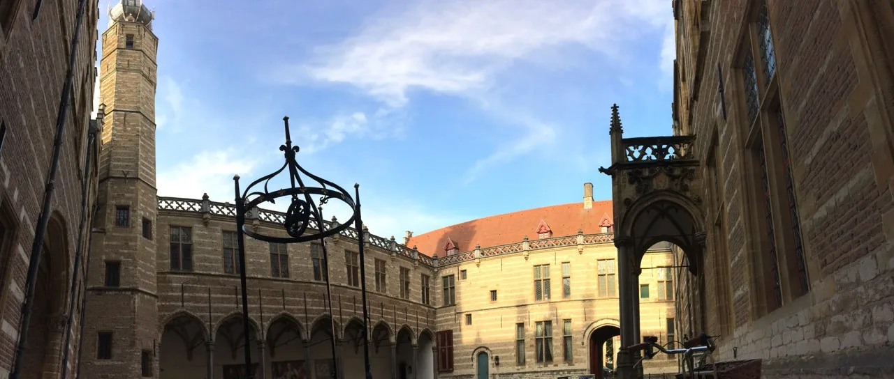 Wide courtyard with stone galleries and façades at the Markiezenhof.